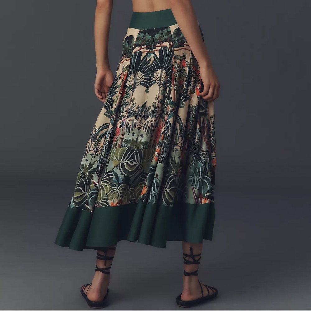 NWT Farm Rio Jungle Print V-Waist Midi Skirt Size Medium - Picture 3 of 12